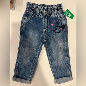 NWT Gap Disney Kids Denim Jeans with Mickey Mouse Embroidery